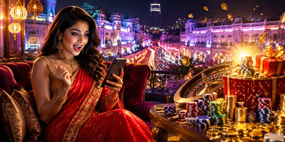 Evening cityscape with mobile casino player in Delhi