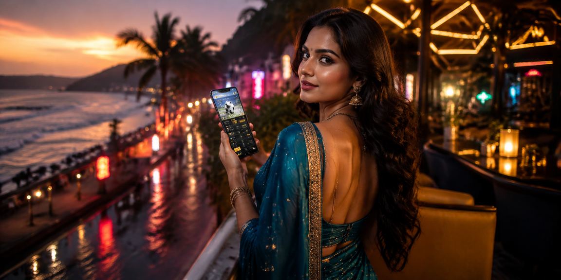 Beachside betting with football enthusiast wearing saree