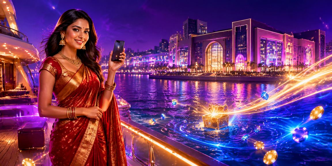 Mobile user enjoying casino games in traditional saree in India